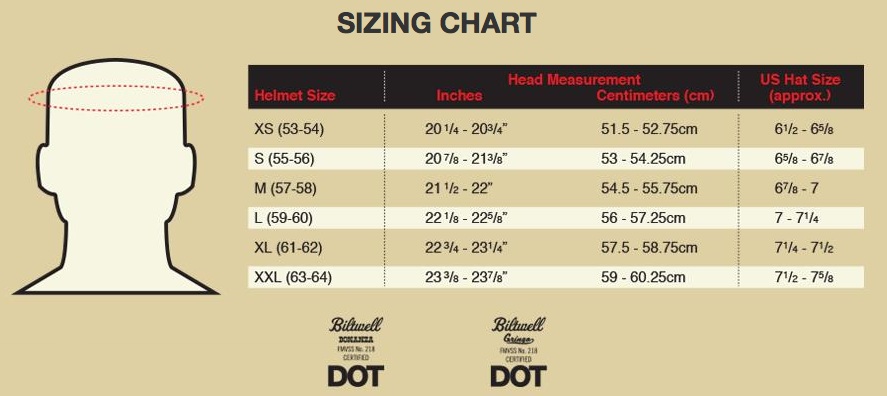 Harley Davidson Motorcycle Helmet Size Chart
